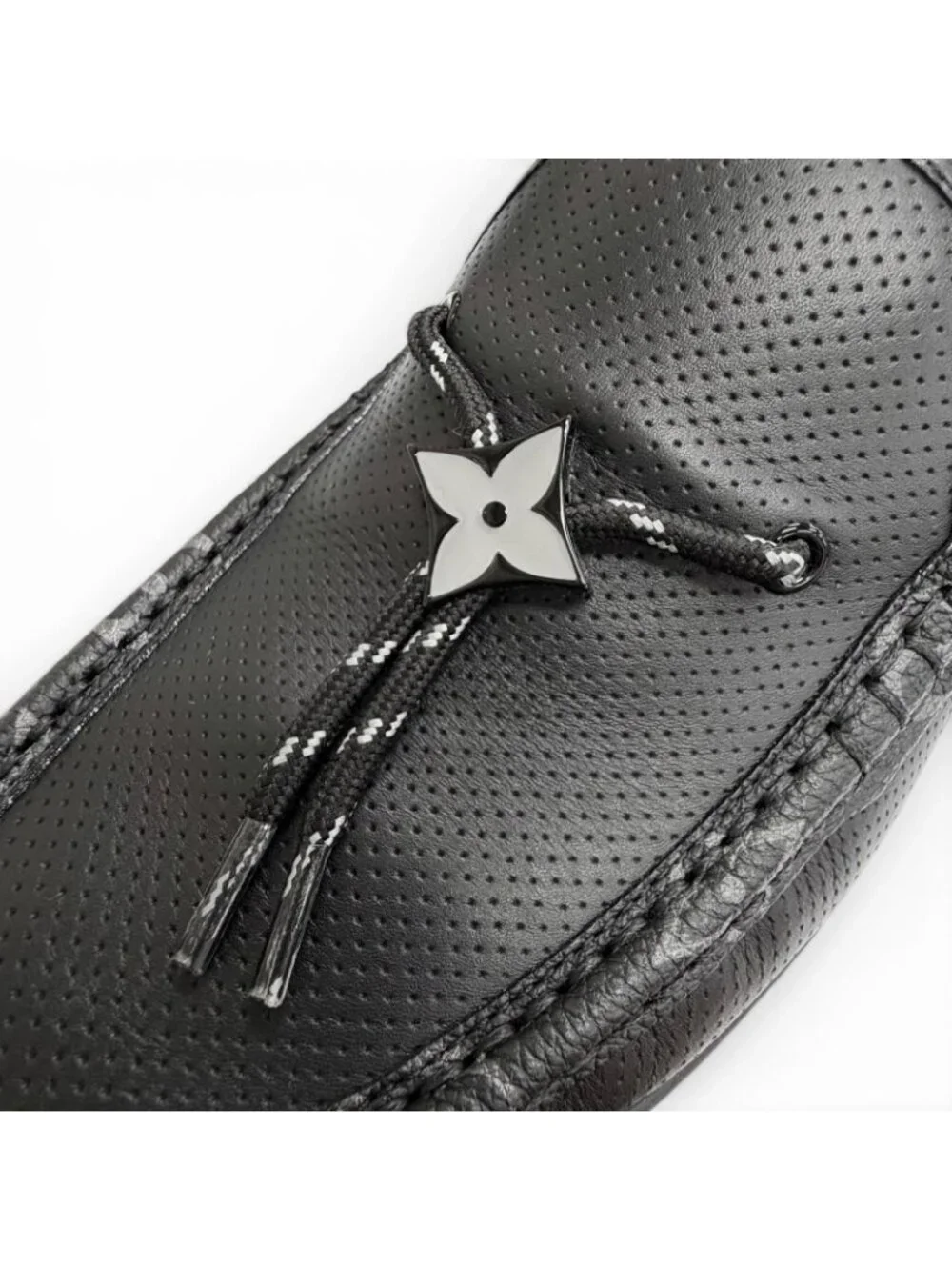 Louis Vuitton LV Line Monogram Flower Leather Loafers Driving Shoes 7.5